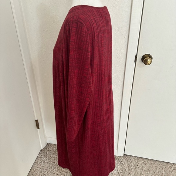 CHICO’S Heathered Rib Detail Knit Sweater Dress ¾ Sleeves Dark Red Sz 3 (XL) - Picture 3 of 8